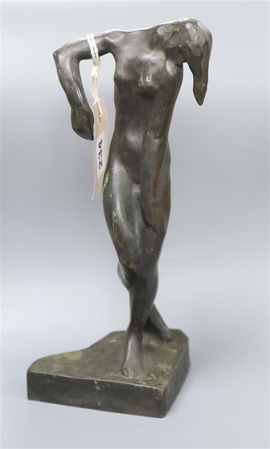 Anon: Dancer, nude, bronze, early 20th century H.27cm